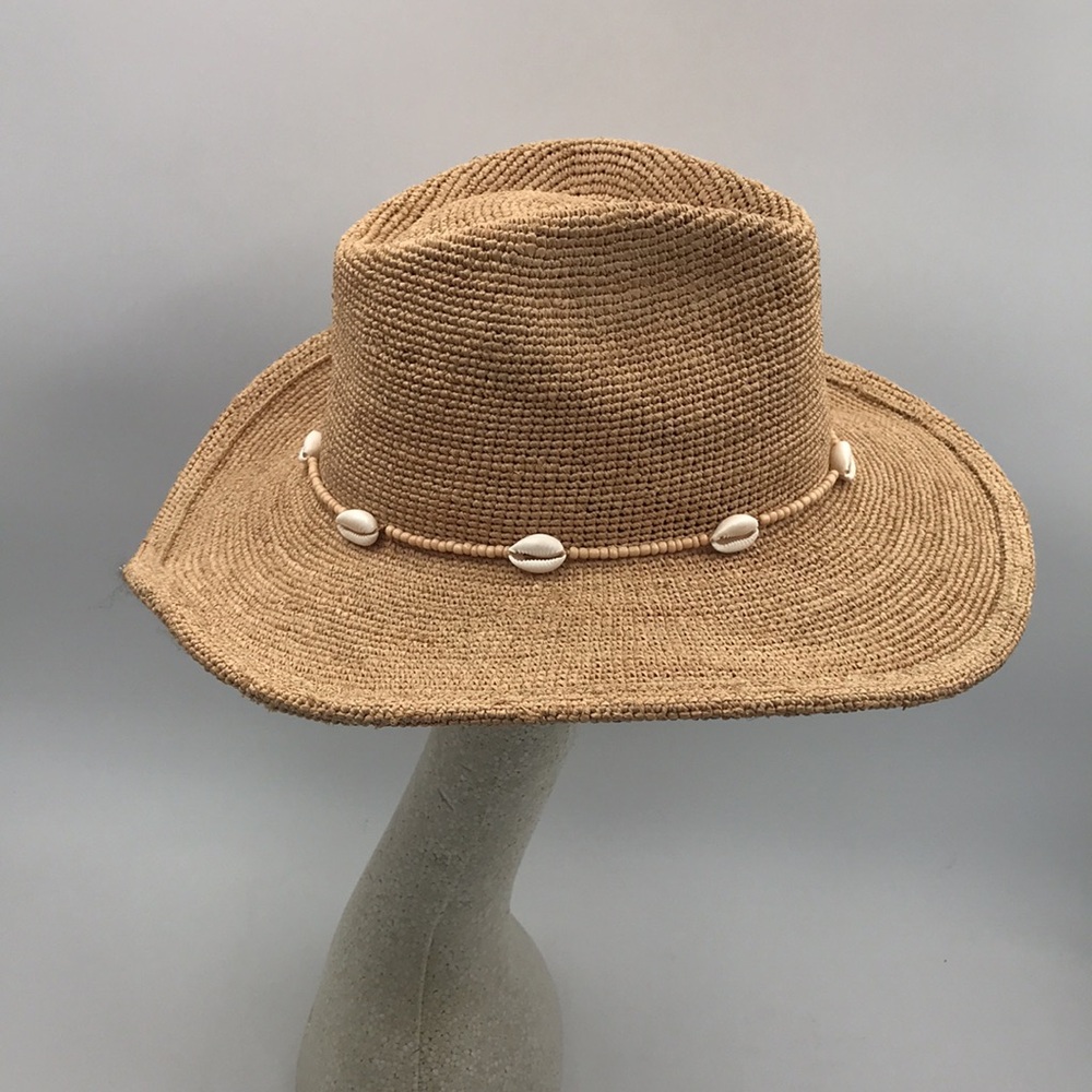Wyeth Reed Shell Trim Band Straw Rancher Hat - Picture 9 of 13